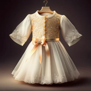 Taufkleid Aurélie mit Goldspitze